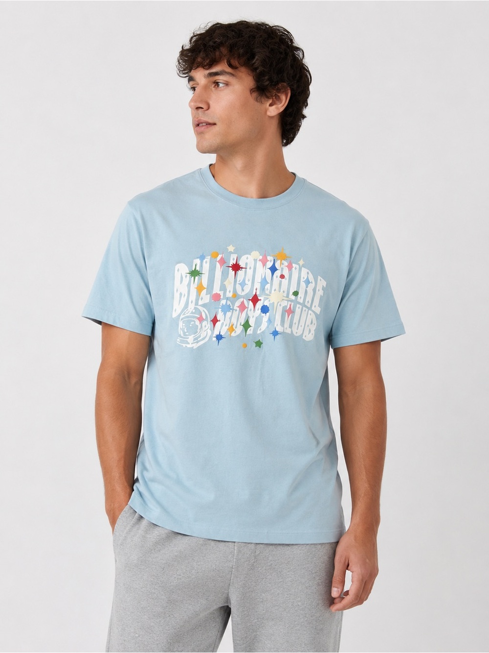 Billionaire Boys Club Light Blue + Colorful Starburst Logo Mens XXXL Graphic Tee